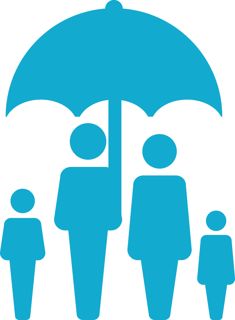 family under umbrella